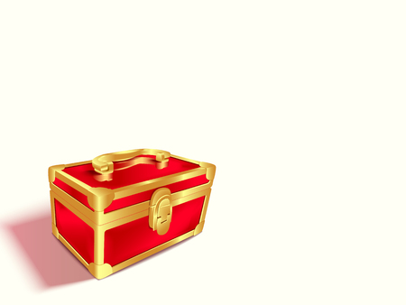 Closed red chest,gift box isolated on white background.Vector 3d illustrationのイラスト素材