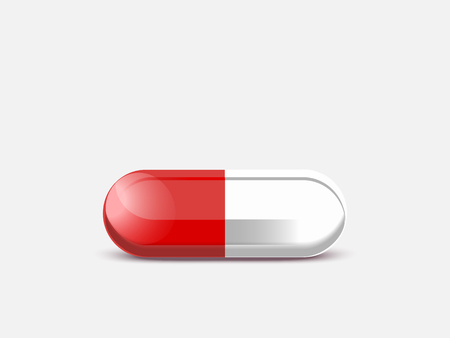 One magic pill close-up,vector illustration red tabletのイラスト素材