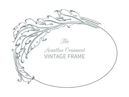 Antique frame in style baroque of acanthus leaves. Monogram floral ornamentのイラスト素材