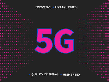 5g internet connection speed sign on glittering abstract background.のイラスト素材