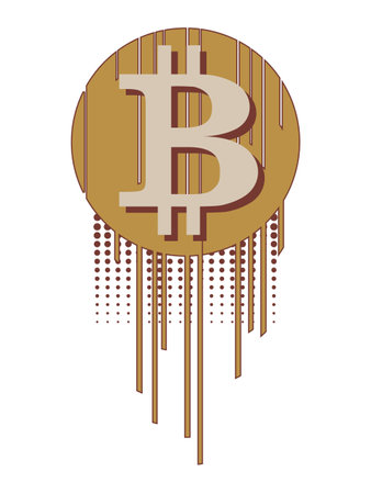 Virtual symbol of the coin bitcoin, futuristic digital money on white background.のイラスト素材