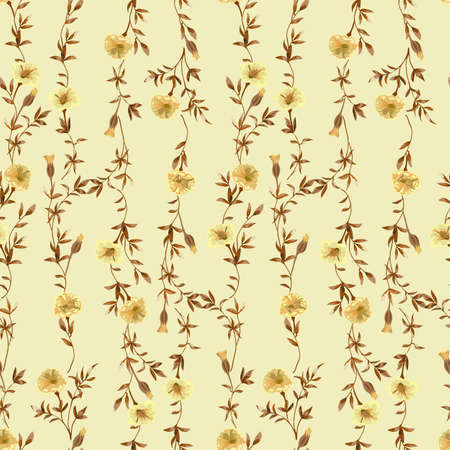 Blooming botanical motifs scattered random. Vector seamless pattern for fashion prints.のイラスト素材