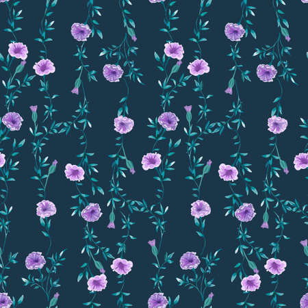 Blooming botanical motifs scattered random. Vector seamless pattern for fashion prints.のイラスト素材