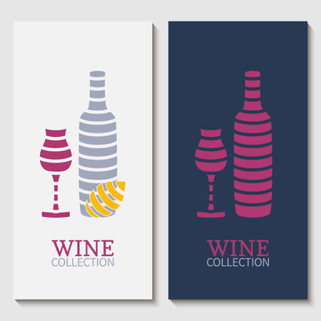 Bottle and glass of red wine minimal style.のイラスト素材