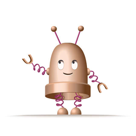 Funny robot on white background. Vector cartoon illustration.のイラスト素材