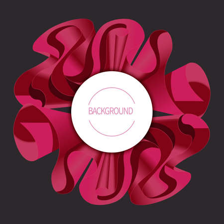 Round banner with abstract swirl red wavy shape object. For luxurious stylized background or wallpaper.のイラスト素材