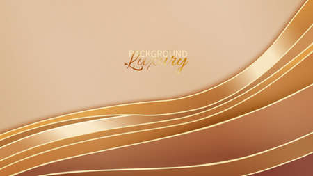 Abstract background with golden waves. Realistic luxury paper cut style 3d modern concept.のイラスト素材