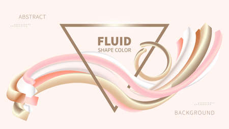 Modern design poster with 3d flow shapes on white. Liquid wave background. Abstract background with compositionのイラスト素材