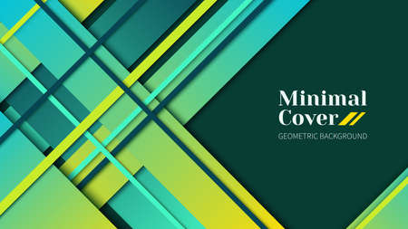 Minimal geometric background with gradient squares in turquoise yellow colors.のイラスト素材