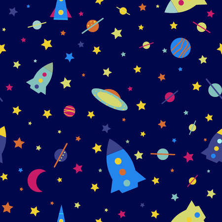 Space rocket child seamless pattern vector illustrationのイラスト素材