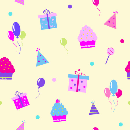 Cake, balloon seamless pattern vector illustrationのイラスト素材