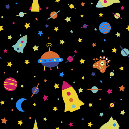 Children seamless pattern space vector illustrationのイラスト素材