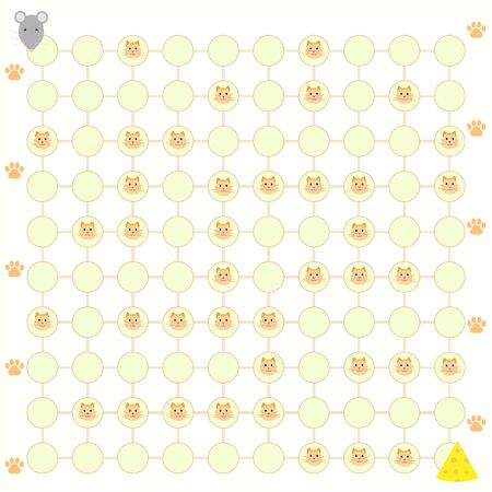 Children's puzzle game help the mouse to get to the cheese vector illustrationのイラスト素材