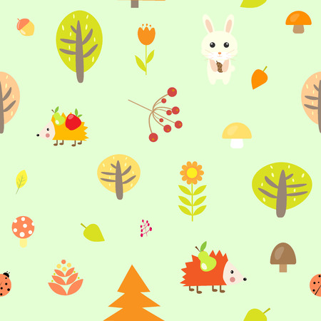 Seamless pattern autumn cartoonのイラスト素材