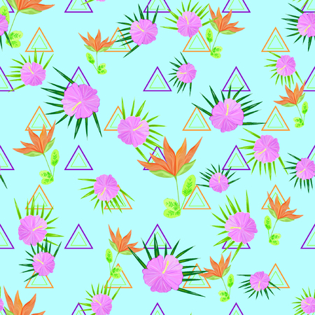 Abstract seamless pattern tropic flowers,のイラスト素材