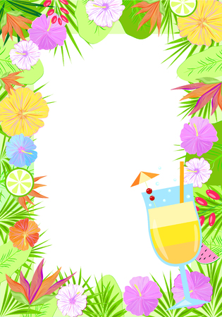 Invitation tropic vector flowersのイラスト素材