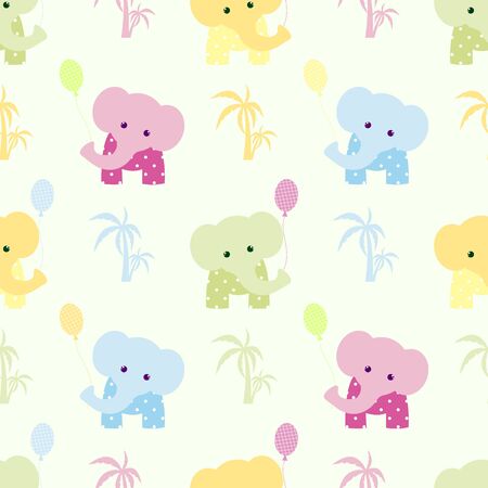 Cute baby seamless pattern elephantのイラスト素材