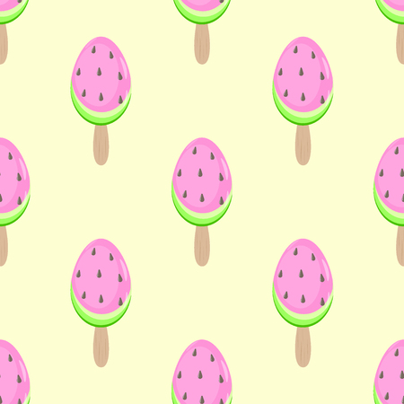 Ice cream watermelon seamless pattern vectorのイラスト素材