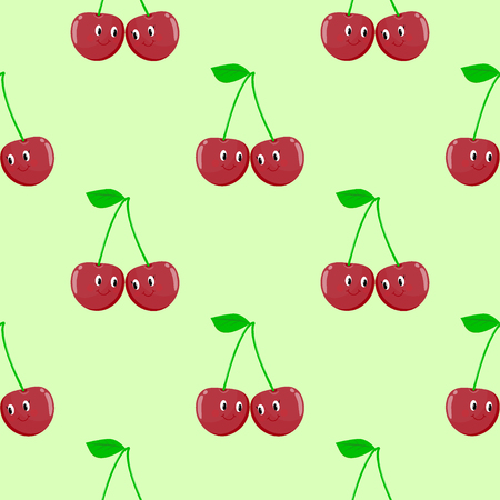 Cherry cartoon seamless pattern vectorのイラスト素材