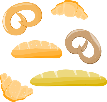 Food bread loaf isolated setのイラスト素材