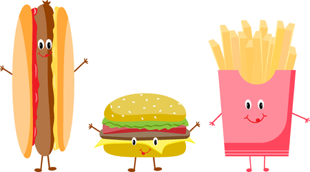 Hamburger hot dog french friesのイラスト素材