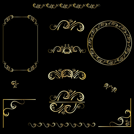 Golden frame curl element vectorのイラスト素材