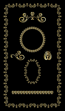 Frame element set gold vectorのイラスト素材