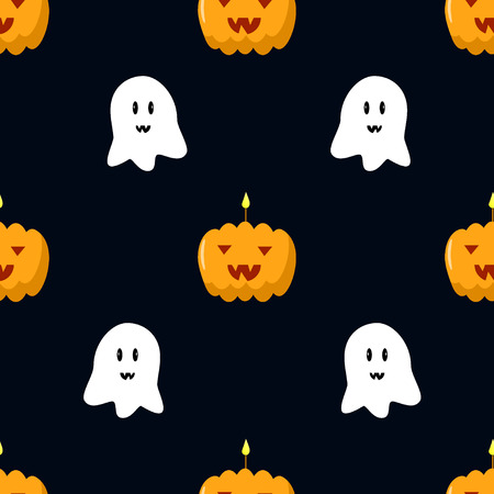 Pumpkin ghost seamless patternのイラスト素材