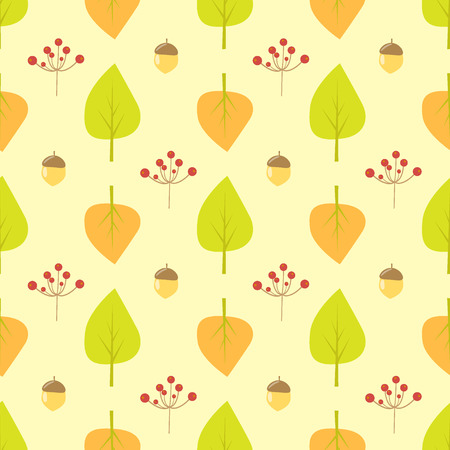 Autumn leaves berry seamless pattern vectorのイラスト素材