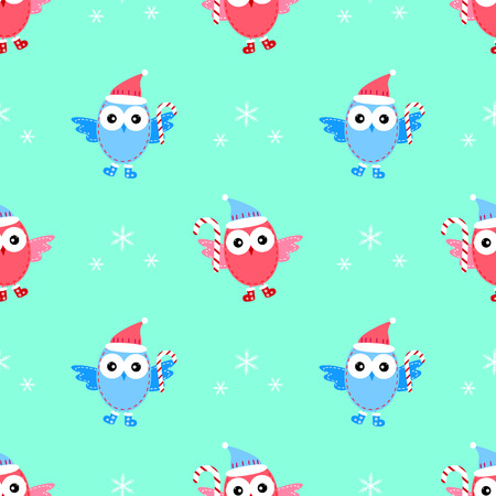 Owl new year pattern.のイラスト素材