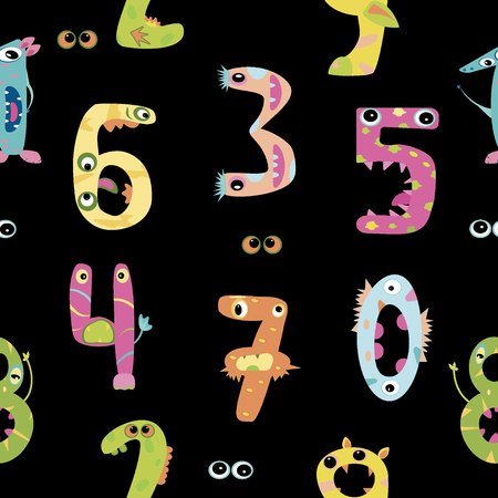 Digits monster seamless pattern vectorのイラスト素材