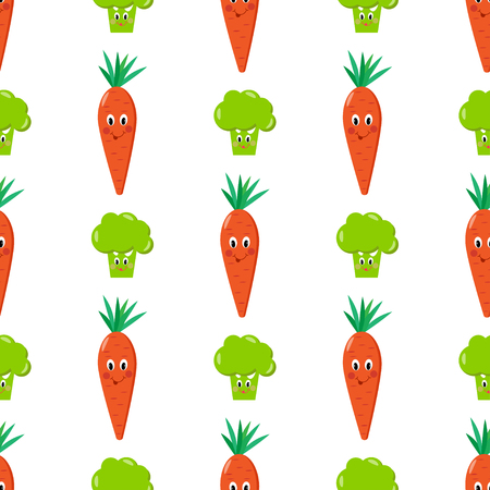 carrot broccoli cartoon seamless pattern vectorのイラスト素材
