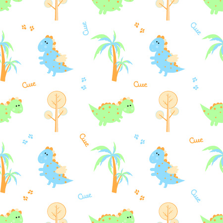 dragon palm seamless patternのイラスト素材