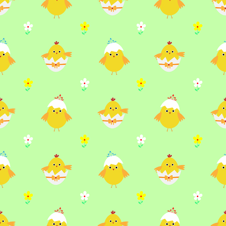 easter chicken seamless vector patternのイラスト素材