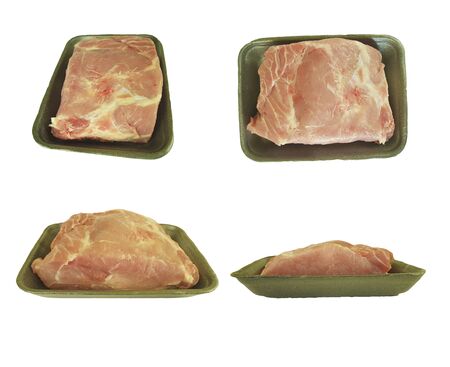 raw meat set is isolated, baconの写真素材