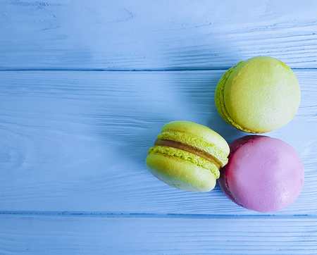 macaron wood backgroundの写真素材