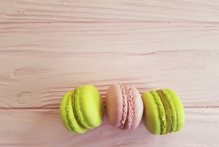 macaroon on a pink wooden,の写真素材
