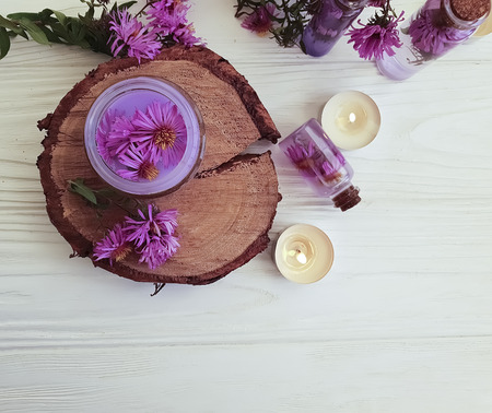 cosmetic cream on a wooden backgroundの写真素材