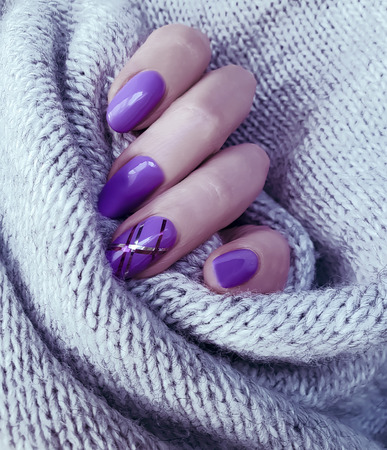 female hand manicure sweaterの写真素材