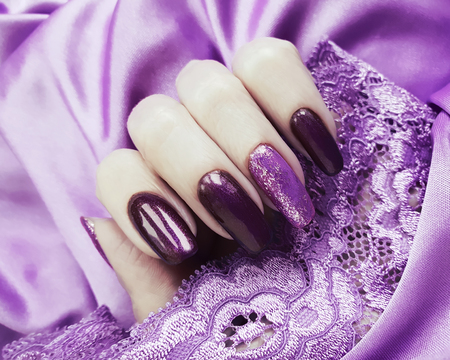hand manicure silk fabricの写真素材