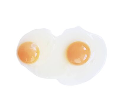 fried egg isolated on white backgroundの写真素材