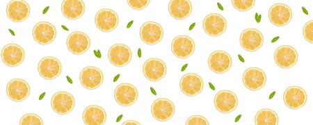 orange piece of mint leaf pattern backgroundの写真素材