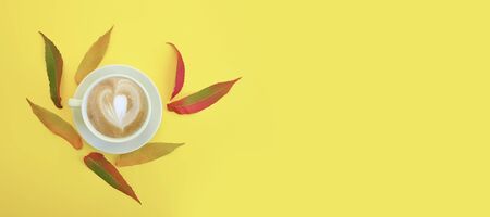 cup of coffee autumn leaves