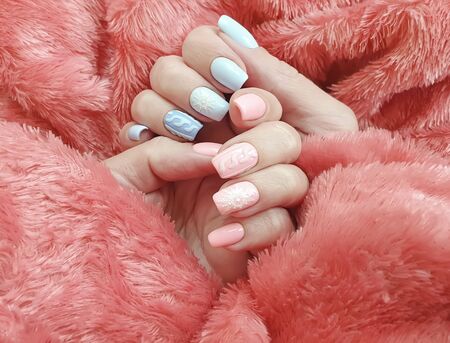 female hand beautiful manicure sweater glamorの写真素材