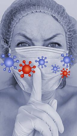 woman face in protective medical maskの写真素材