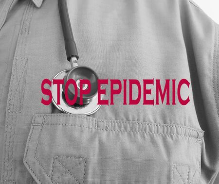 male doctor in a shirt with a stethoscopeの写真素材