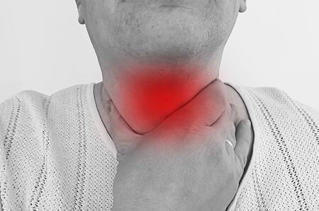 man sore throat symptom illness examiningの写真素材