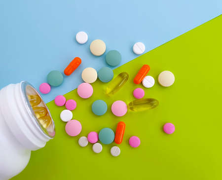 colored pill on a colored background