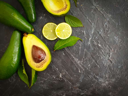 fresh avocado on concrete background limeの写真素材