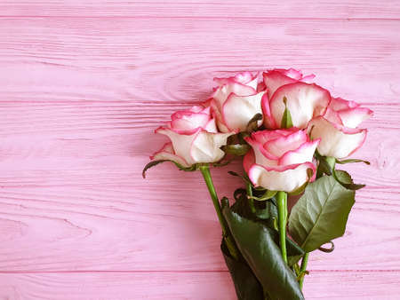 flower rose on wooden background frame pattern